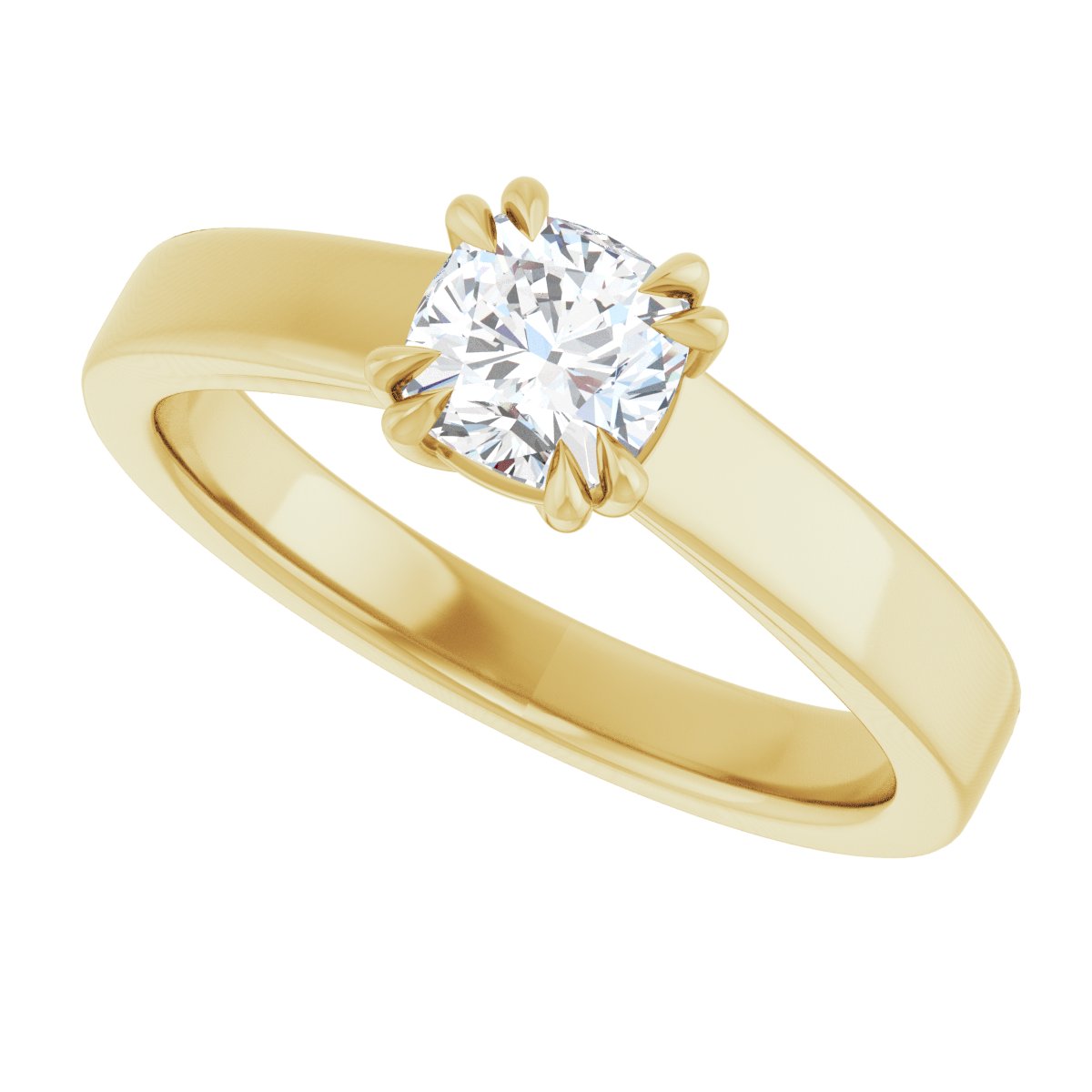 Cushion Double Claw-Prong Solitaire Engagement Ring Mounting - gallery - Series 126772