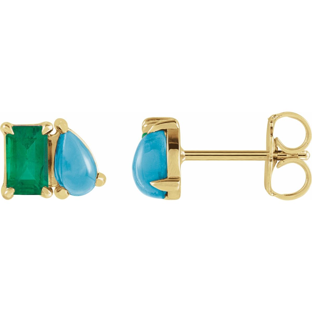 Lab Made Emerald Two-Stone Stud Earring