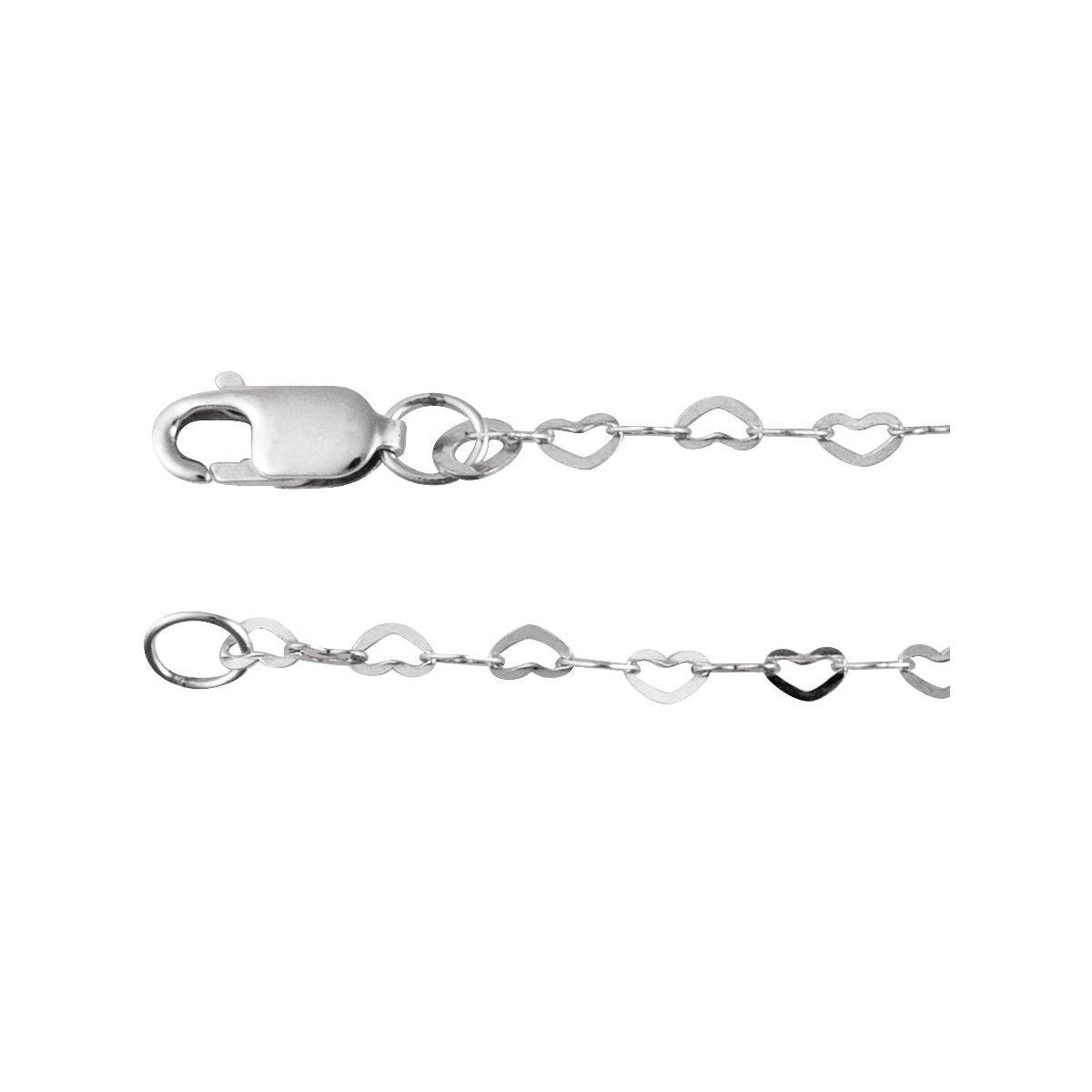 1.9 mm Heart Chain Bracelet (1.9 Mm / 7 In) - Sterling Silver - Series CH1255