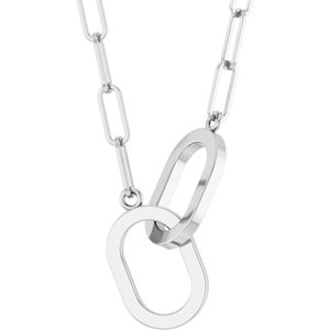 14K White Gold Interlocking Oval 16" Necklace
