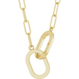 14K Yellow Gold Interlocking Oval 16" Necklace