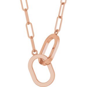 14K Rose Gold Interlocking Oval 16" Necklace
