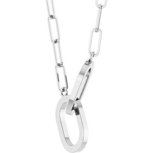 14K White Gold Interlocking Oval 16" Necklace