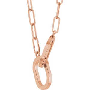 14K Rose Gold Interlocking Oval 16" Necklace
