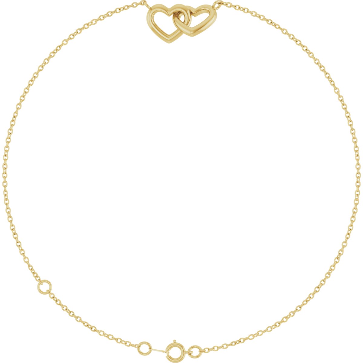 Interlocking Hearts Link Bracelet - 14K Yellow Gold - Series BRC993
