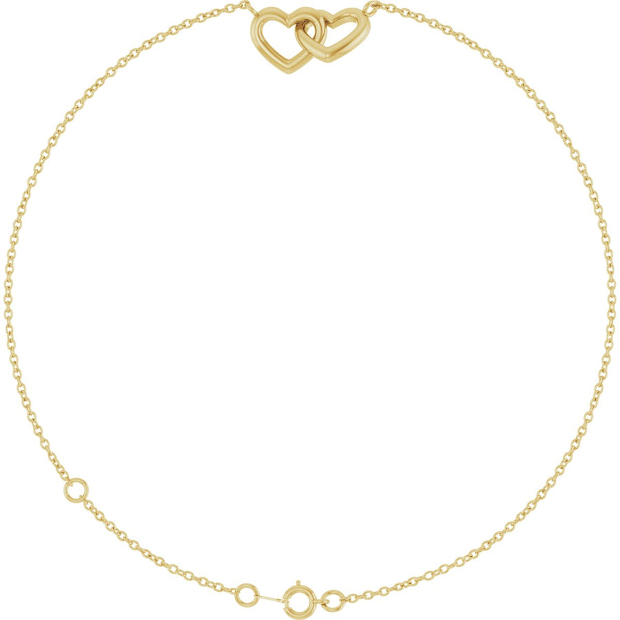 Interlocking Hearts Link Bracelet - 14K Yellow Gold - Series BRC993