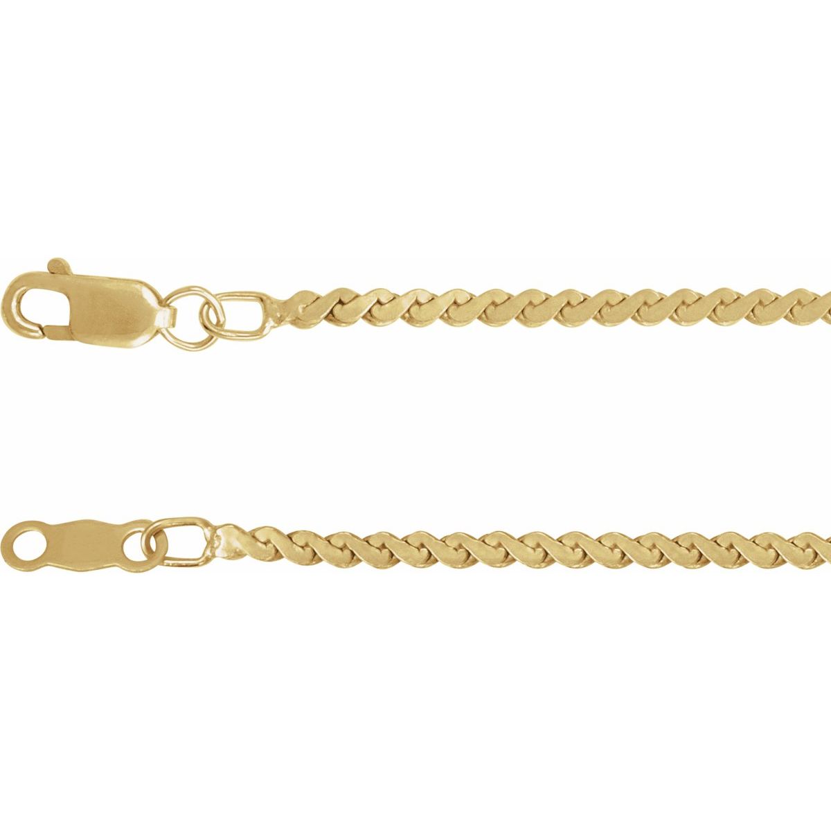 1.7 mm Serpentine Chain Bracelet (1.7 Mm / 7 In) - 14K Yellow Gold-Filled - Series CH902