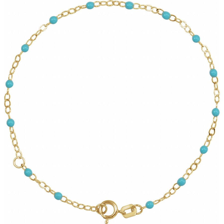 2 mm Enamel Bead Adjustable Chain Bracelet (2 Mm / 6-7 In) - gallery - Series CH1257