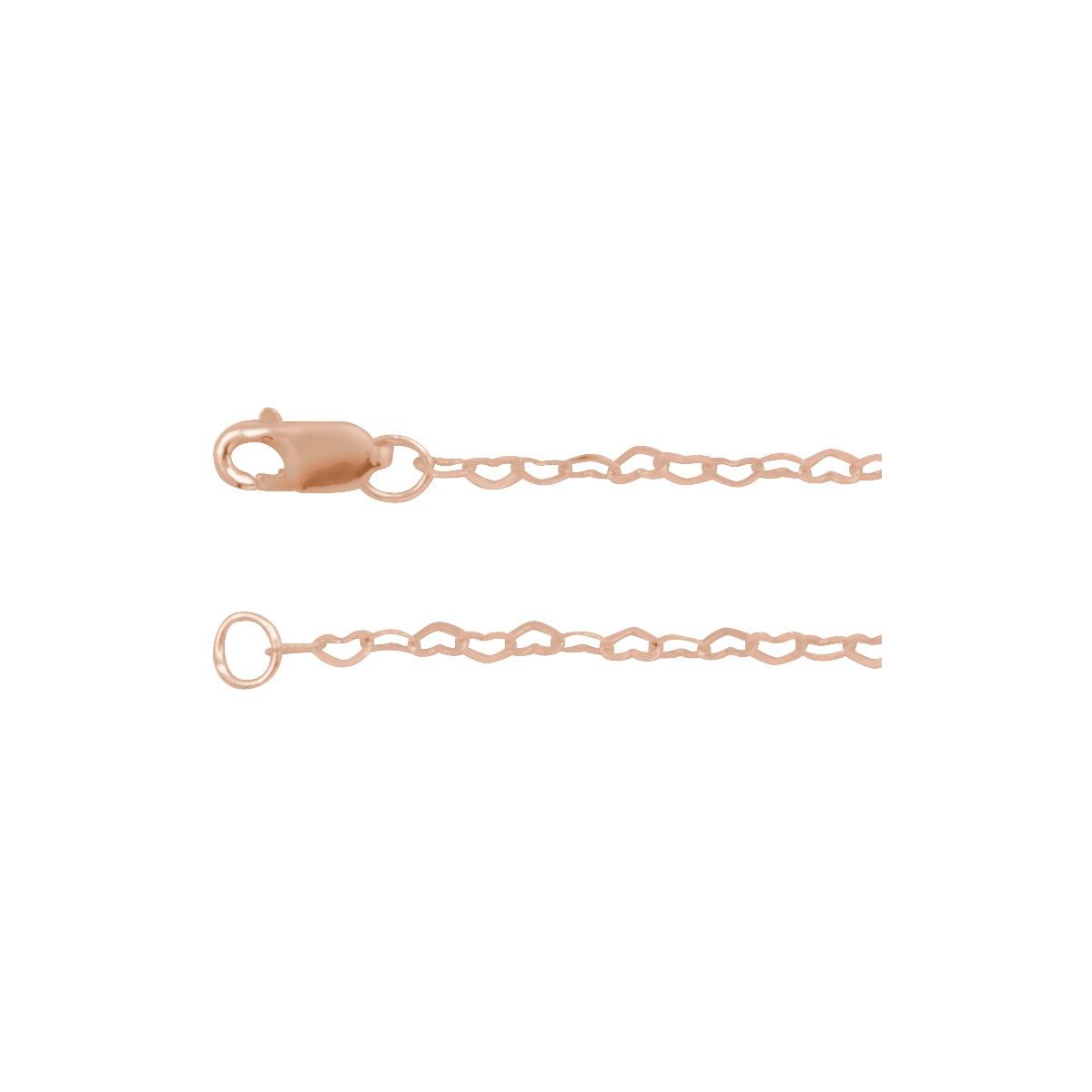 1.9 mm Heart Chain Bracelet (1.9 Mm / 7 In) - 14K Rose Gold - Series CH1255