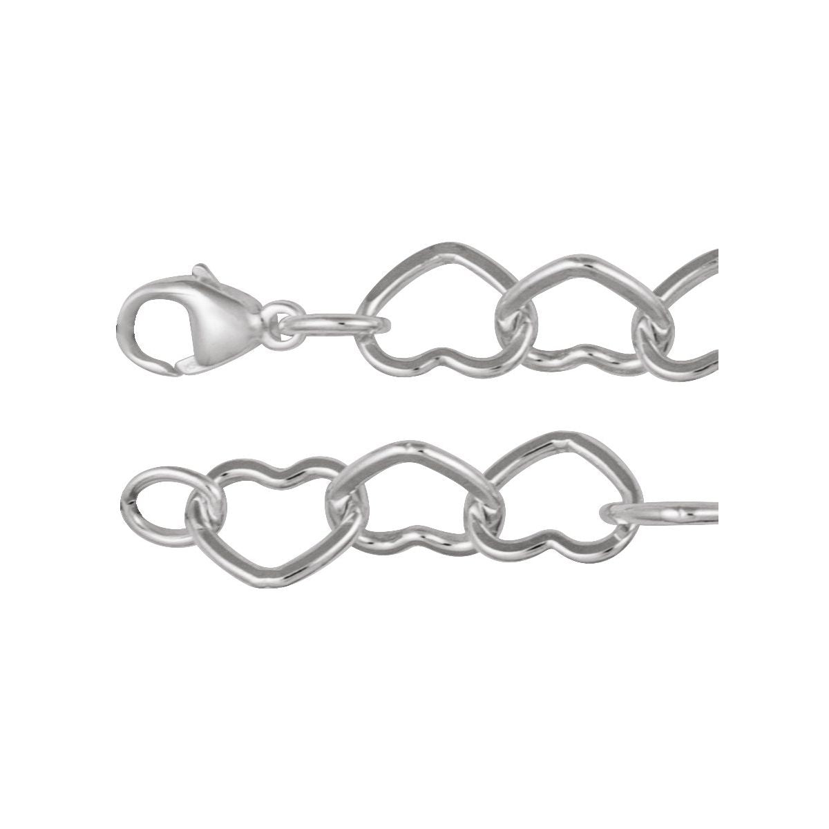 9 mm Heart Chain Bracelet (9 Mm / 7 In) - Sterling Silver - Series CH1259