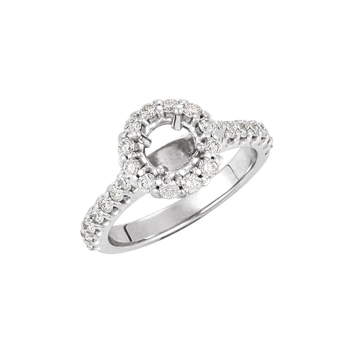 Natural Diamond Round Halo-Style Engagement Ring Semi-Mount - Platinum - Series 68205