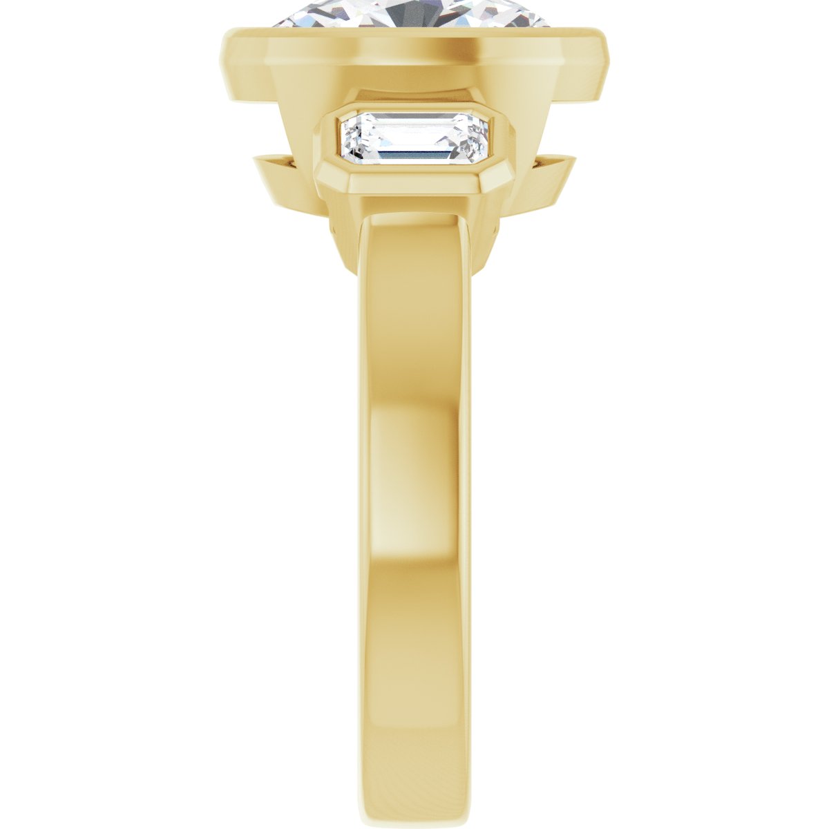 Oval Bezel-Set Three-Stone Engagement Ring Semi-Mount - gallery - Series 126961