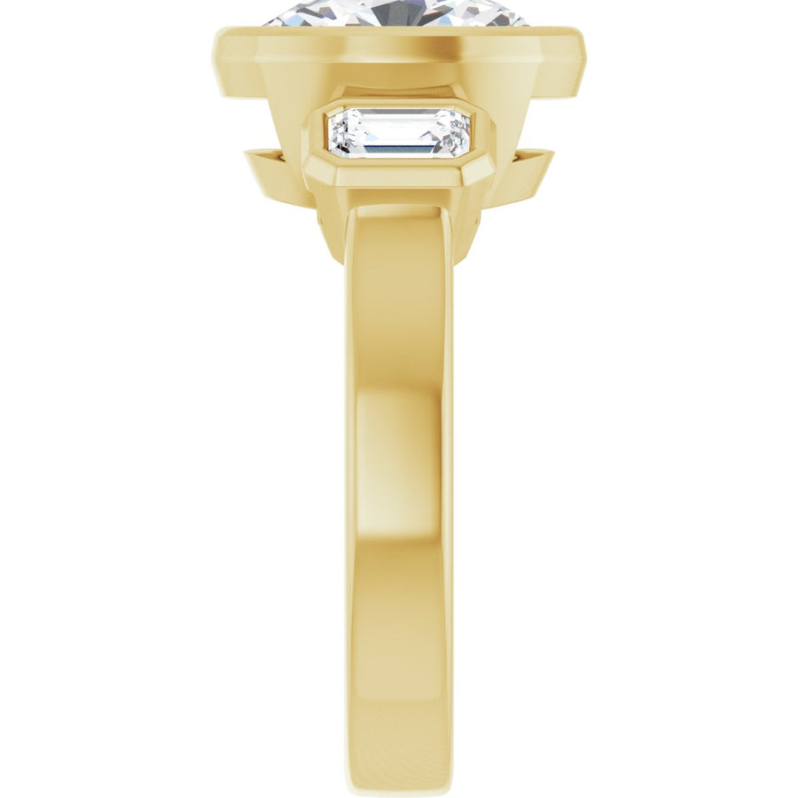 Oval Bezel-Set Three-Stone Engagement Ring Semi-Mount - gallery - Series 126961