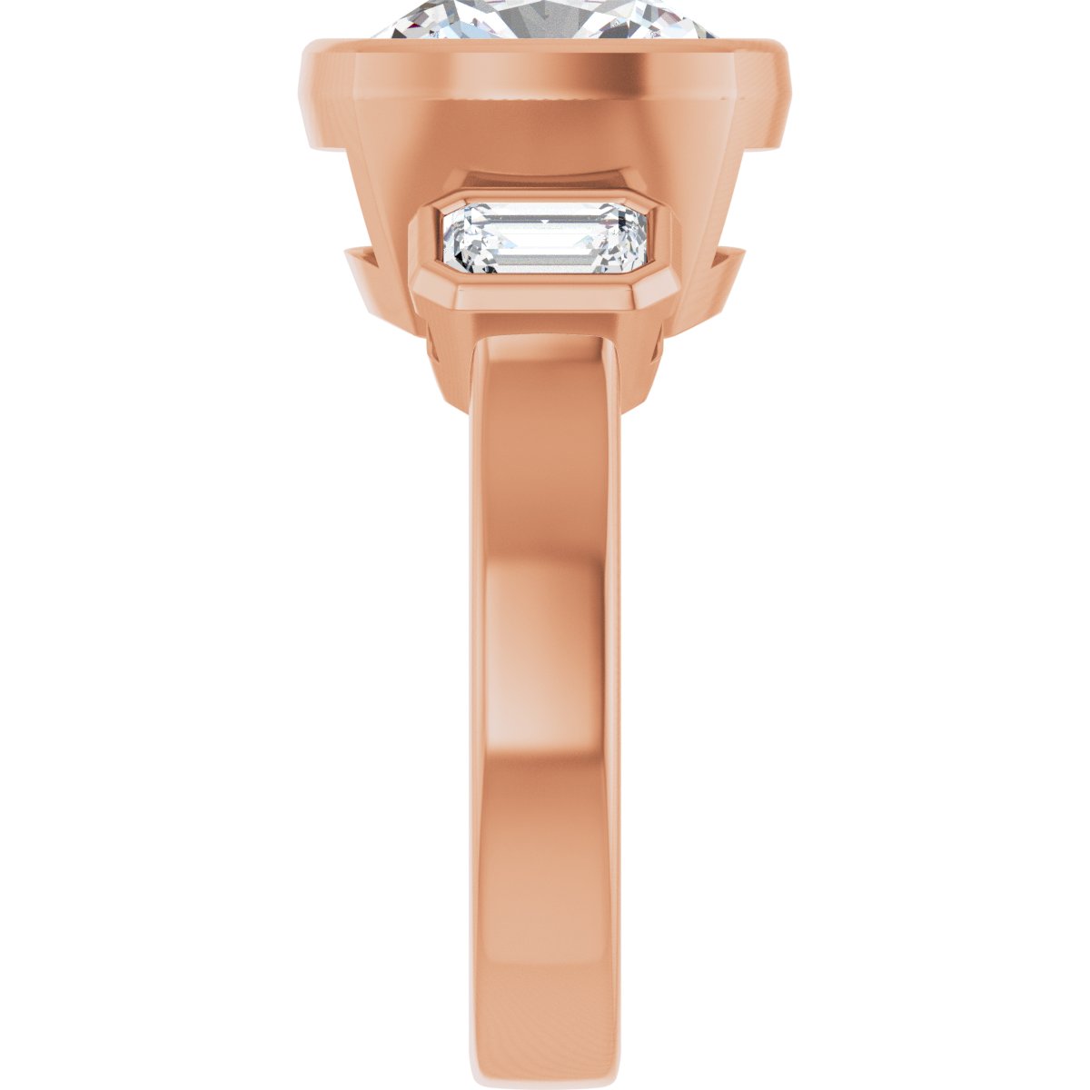 Cushion Bezel-Set Three-Stone Engagement Ring Semi-Mount - gallery - Series 126961