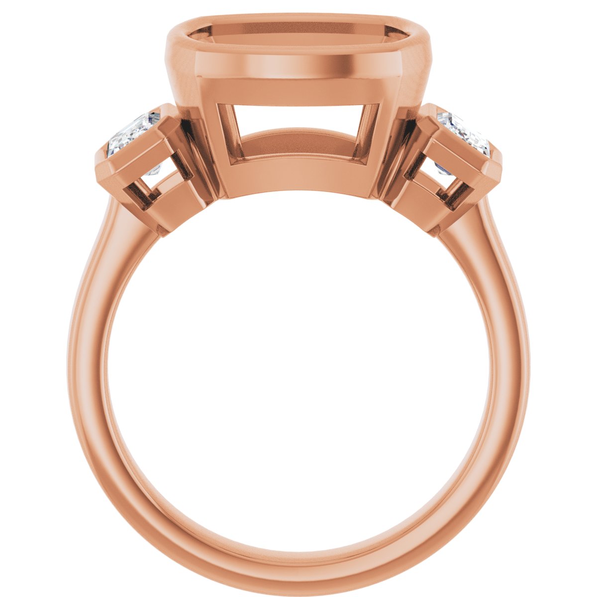 Cushion Bezel-Set Three-Stone Engagement Ring Semi-Mount - gallery - Series 126961