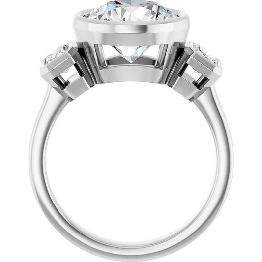 Round Bezel-Set Three-Stone Engagement Ring Semi-Mount - gallery - Series 126961