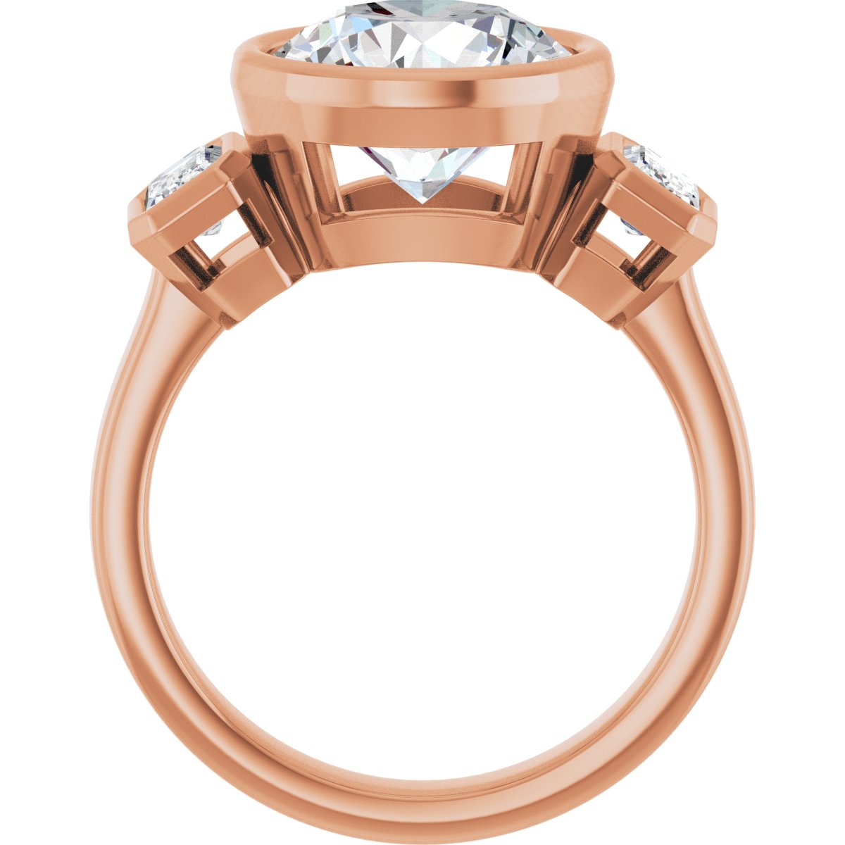 Round Bezel-Set Three-Stone Engagement Ring Semi-Mount - gallery - Series 126961