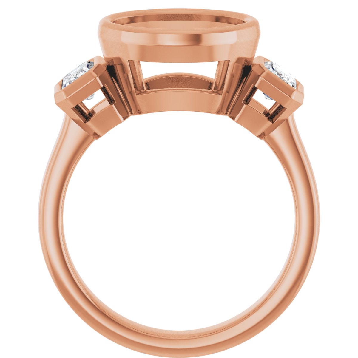 Round Bezel-Set Three-Stone Engagement Ring Semi-Mount - gallery - Series 126961