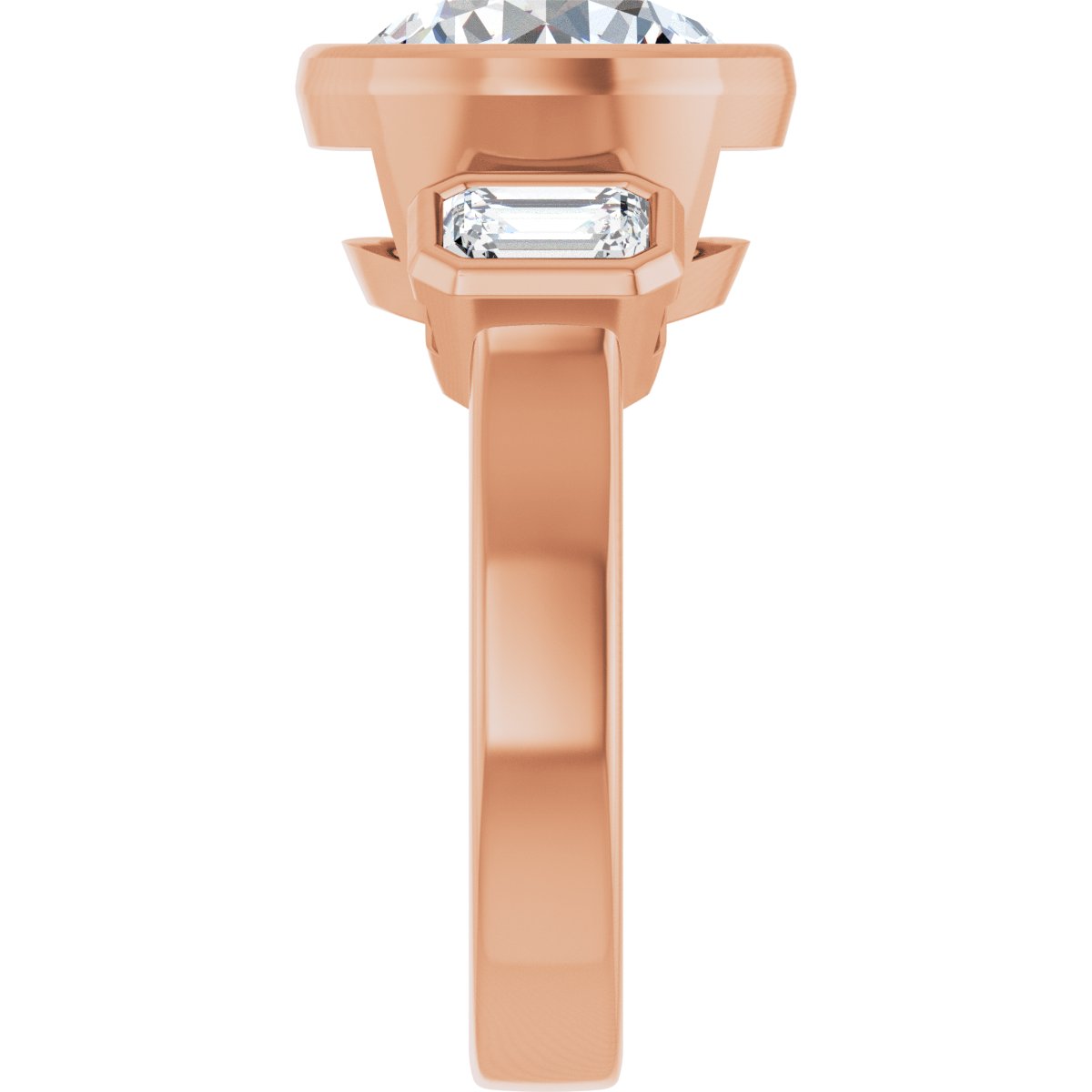 Round Bezel-Set Three-Stone Engagement Ring Semi-Mount - gallery - Series 126961