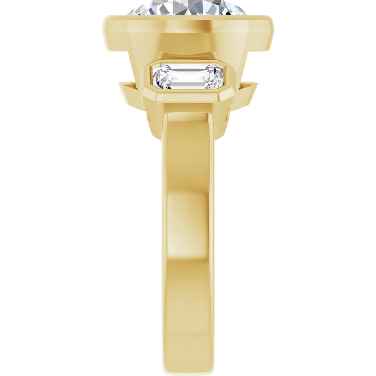 Round Bezel-Set Three-Stone Engagement Ring Semi-Mount - gallery - Series 126961