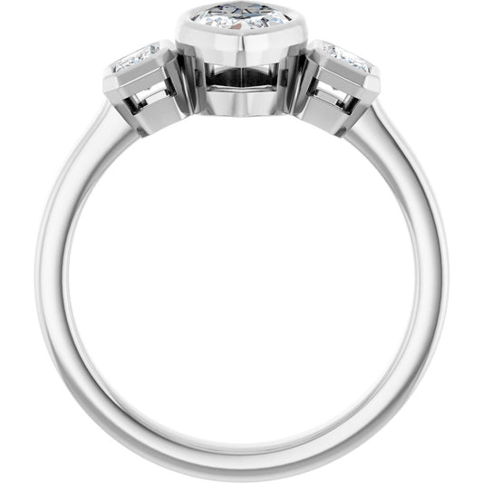Marquise Bezel-Set Three-Stone Engagement Ring Semi-Mount - gallery - Series 126961