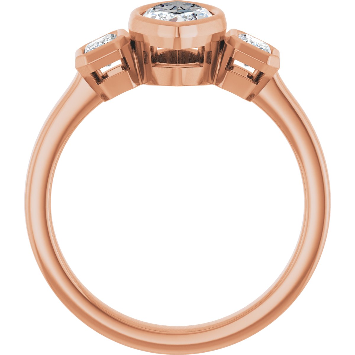 Marquise Bezel-Set Three-Stone Engagement Ring Semi-Mount - gallery - Series 126961