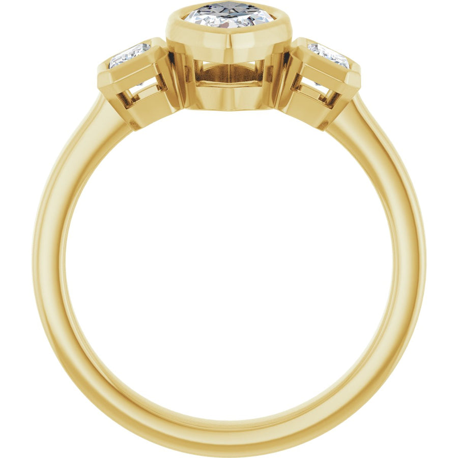 Marquise Bezel-Set Three-Stone Engagement Ring Semi-Mount - gallery - Series 126961