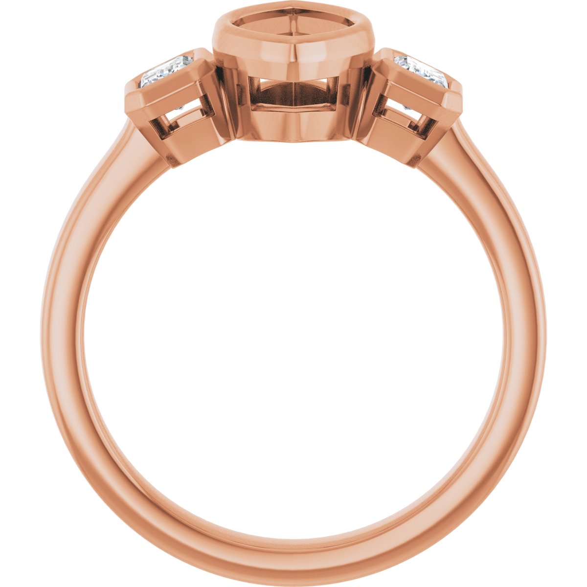 Marquise Bezel-Set Three-Stone Engagement Ring Semi-Mount - gallery - Series 126961