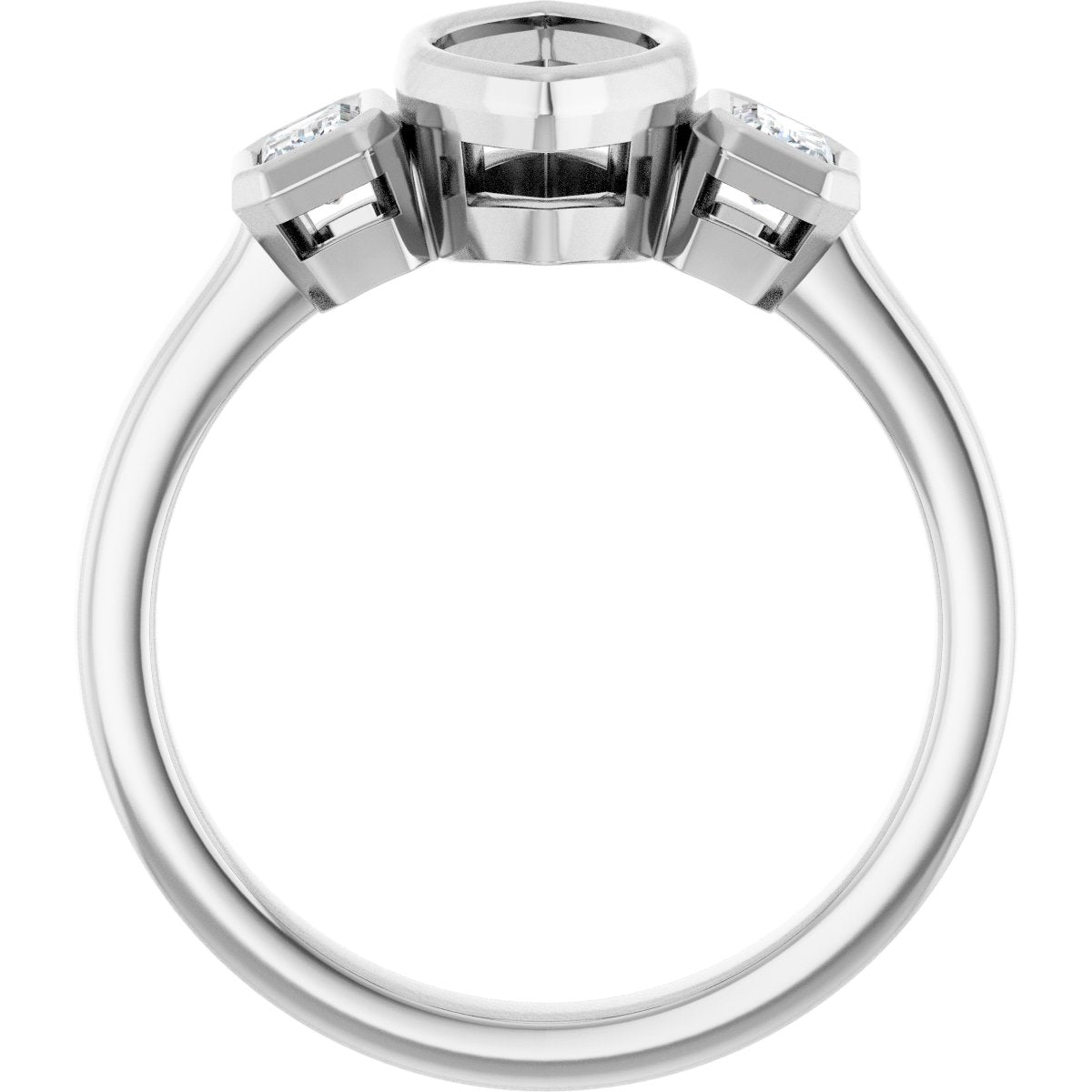 Marquise Bezel-Set Three-Stone Engagement Ring Semi-Mount - gallery - Series 126961