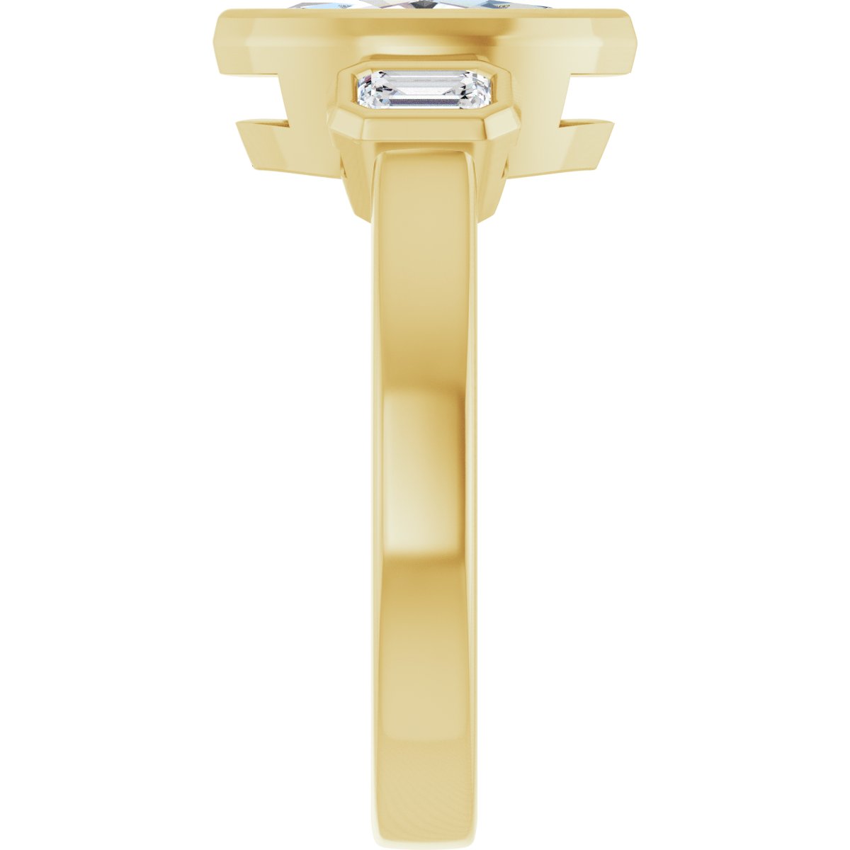 Marquise Bezel-Set Three-Stone Engagement Ring Semi-Mount - gallery - Series 126961