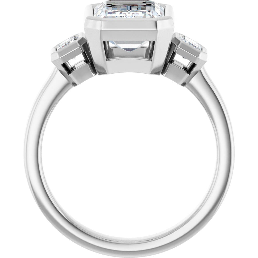 Emerald Bezel-Set Three-Stone Engagement Ring Semi-Mount - gallery - Series 126961