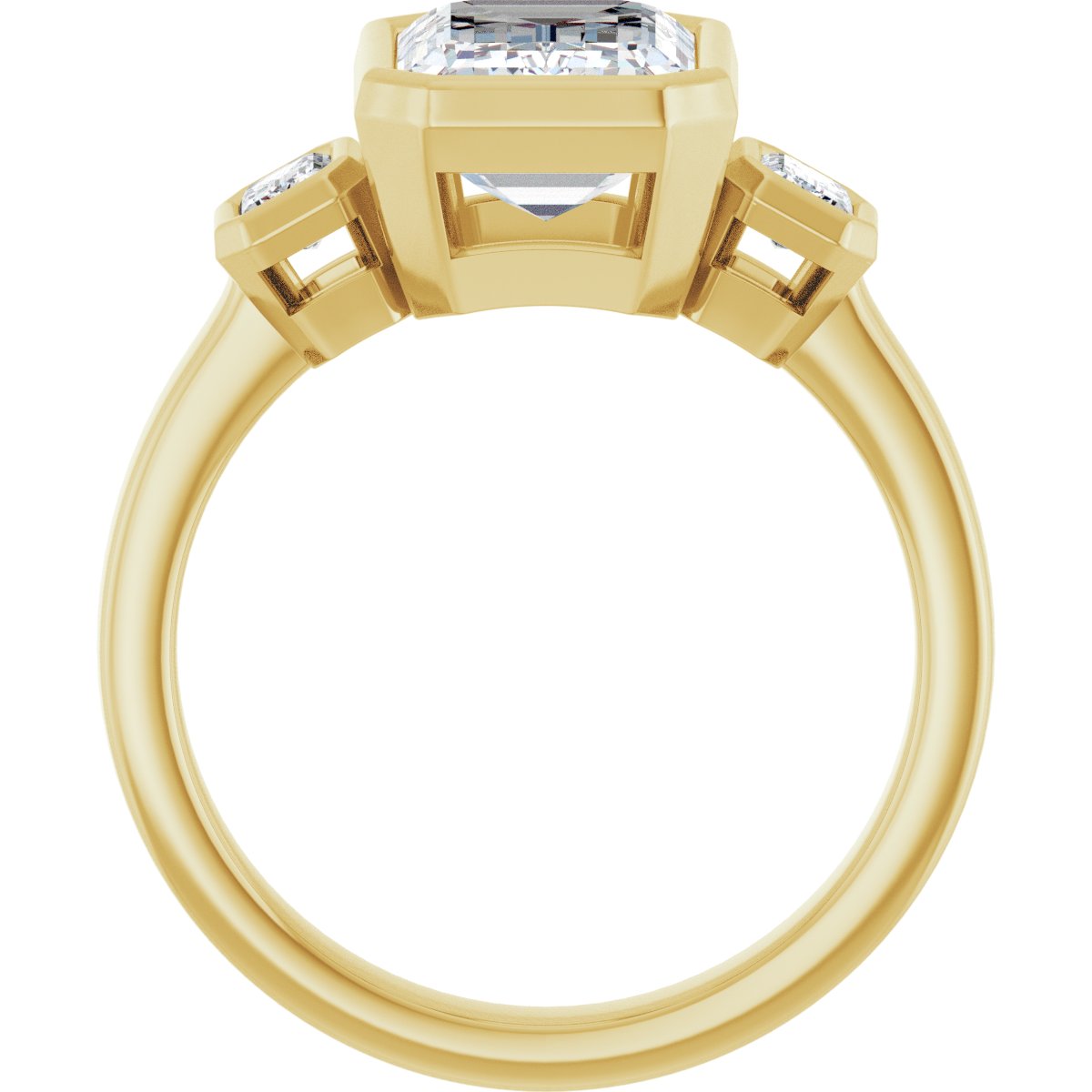 Emerald Bezel-Set Three-Stone Engagement Ring Semi-Mount - gallery - Series 126961