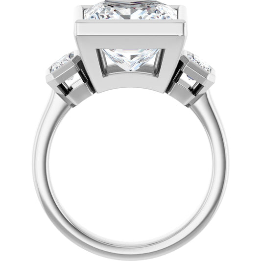 Square Bezel-Set Three-Stone Engagement Ring Semi-Mount - gallery - Series 126961
