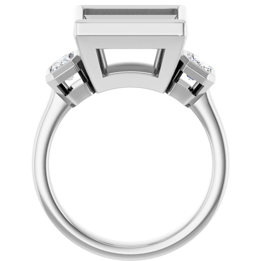 Square Bezel-Set Three-Stone Engagement Ring Semi-Mount - gallery - Series 126961