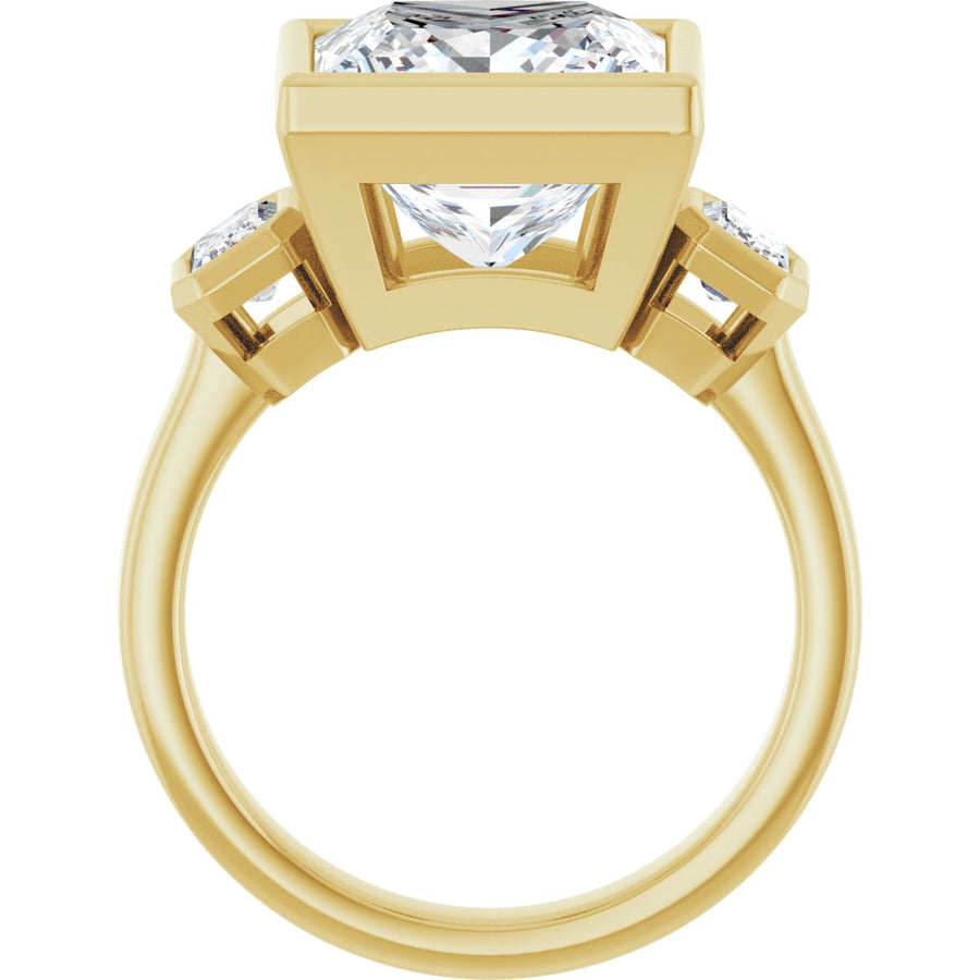 Square Bezel-Set Three-Stone Engagement Ring Semi-Mount - gallery - Series 126961