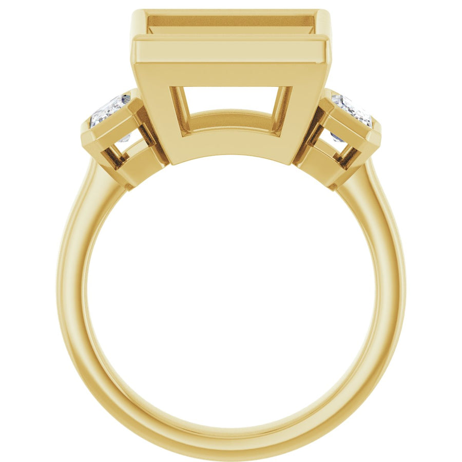 Square Bezel-Set Three-Stone Engagement Ring Semi-Mount - gallery - Series 126961