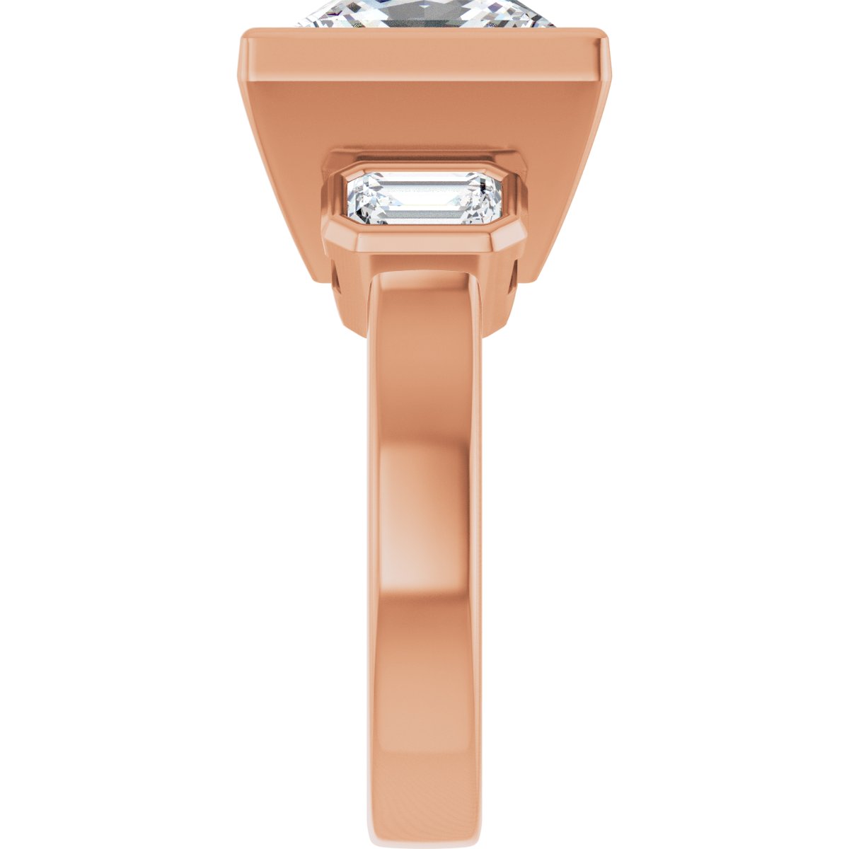 Square Bezel-Set Three-Stone Engagement Ring Semi-Mount - gallery - Series 126961