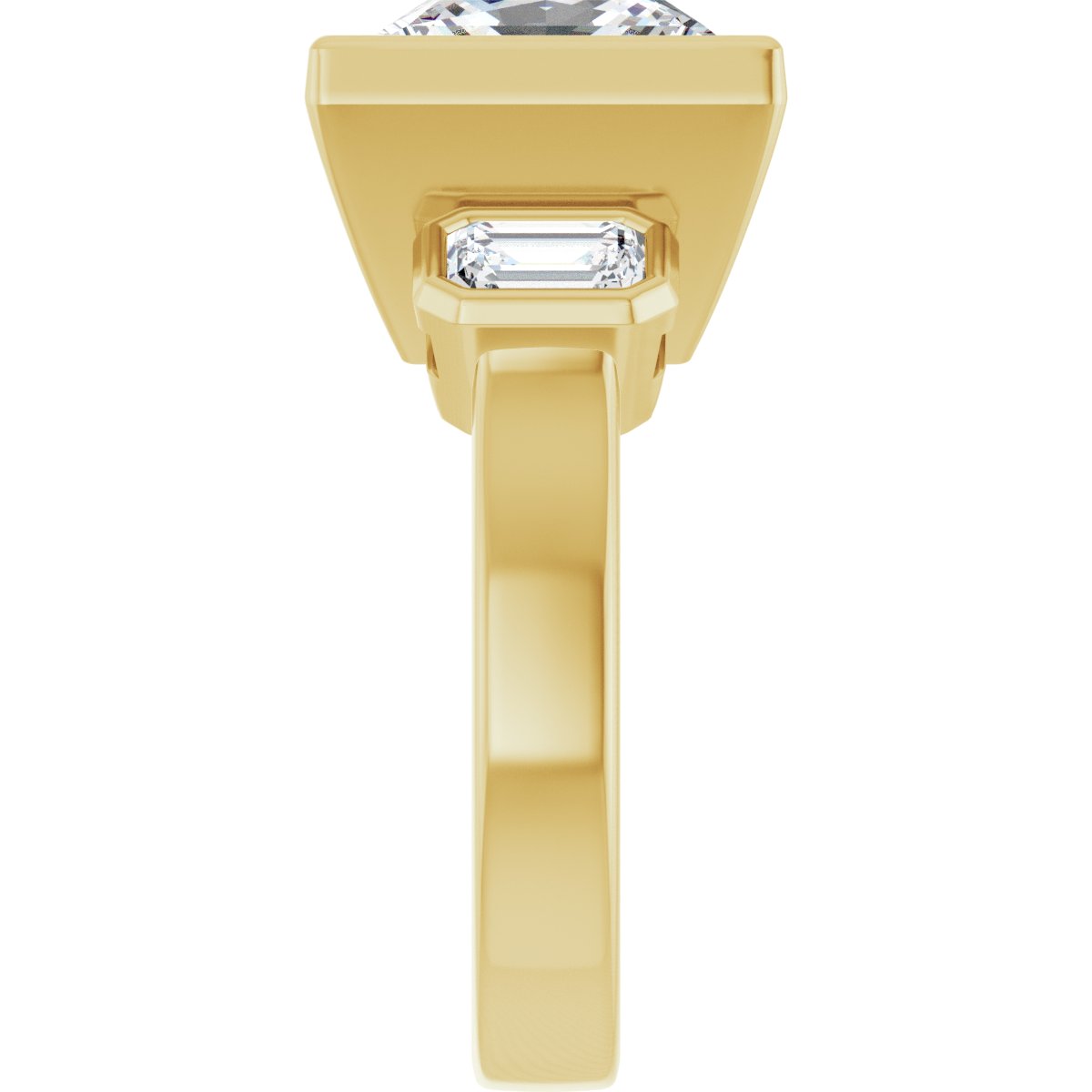 Square Bezel-Set Three-Stone Engagement Ring Semi-Mount - gallery - Series 126961