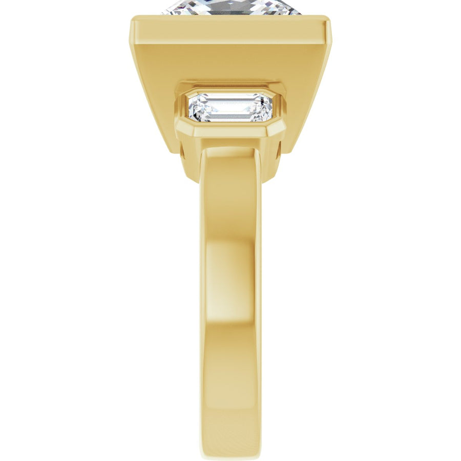 Square Bezel-Set Three-Stone Engagement Ring Semi-Mount - gallery - Series 126961