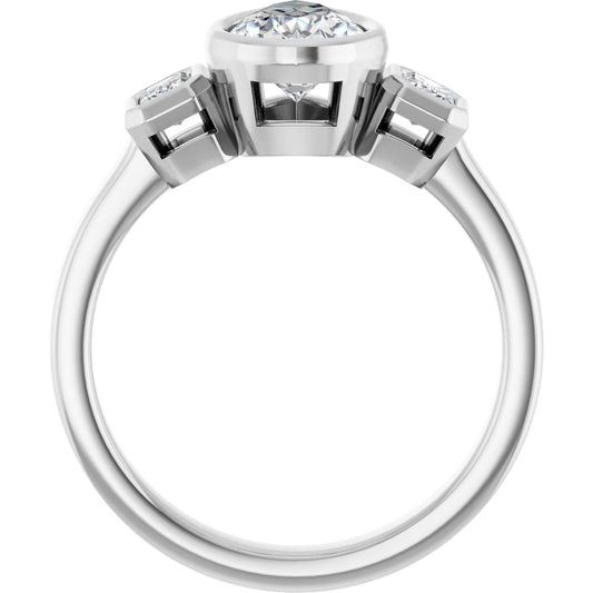 Pear Bezel-Set Three-Stone Engagement Ring Semi-Mount - gallery - Series 126961
