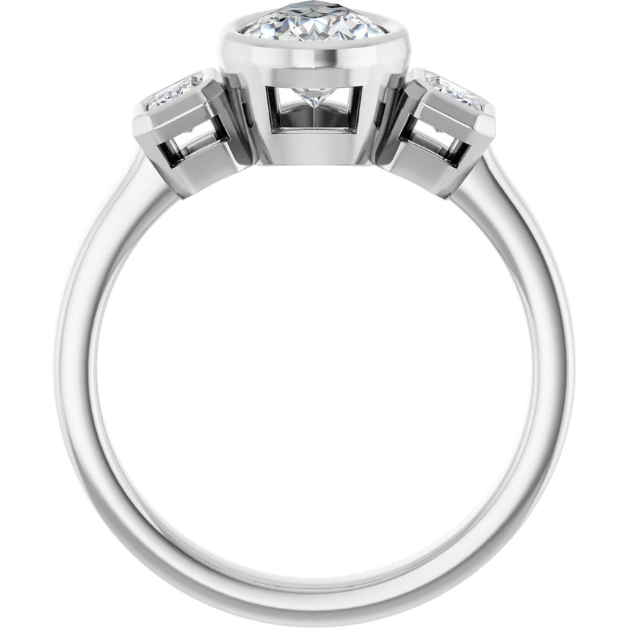 Pear Bezel-Set Three-Stone Engagement Ring Semi-Mount - gallery - Series 126961