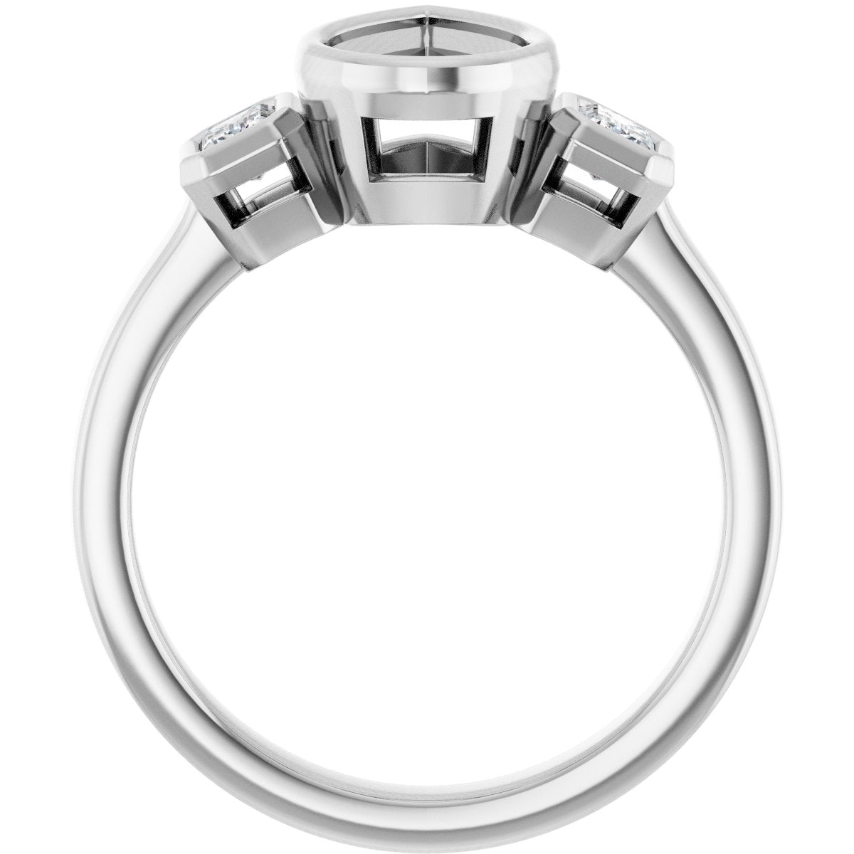 Pear Bezel-Set Three-Stone Engagement Ring Semi-Mount - gallery - Series 126961