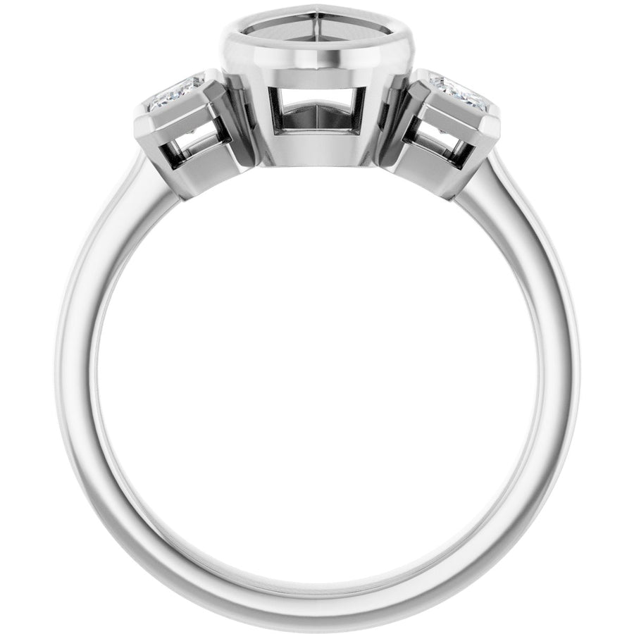 Pear Bezel-Set Three-Stone Engagement Ring Semi-Mount - gallery - Series 126961