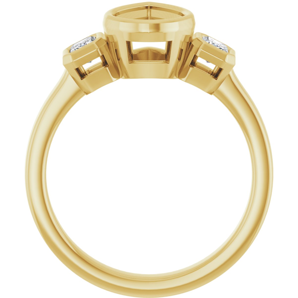 Pear Bezel-Set Three-Stone Engagement Ring Semi-Mount - gallery - Series 126961