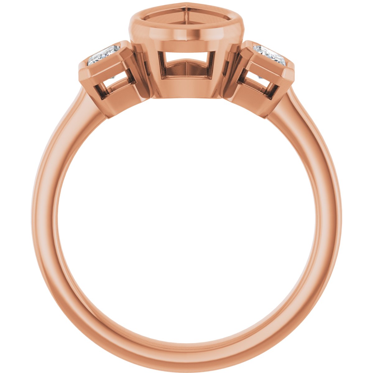 Pear Bezel-Set Three-Stone Engagement Ring Semi-Mount - gallery - Series 126961