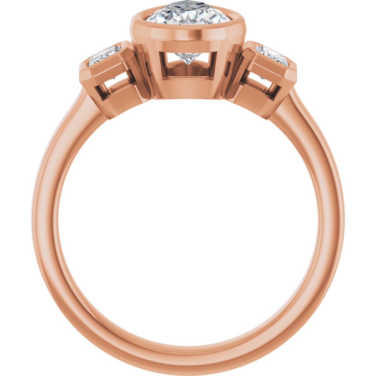 Pear Bezel-Set Three-Stone Engagement Ring Semi-Mount - gallery - Series 126961