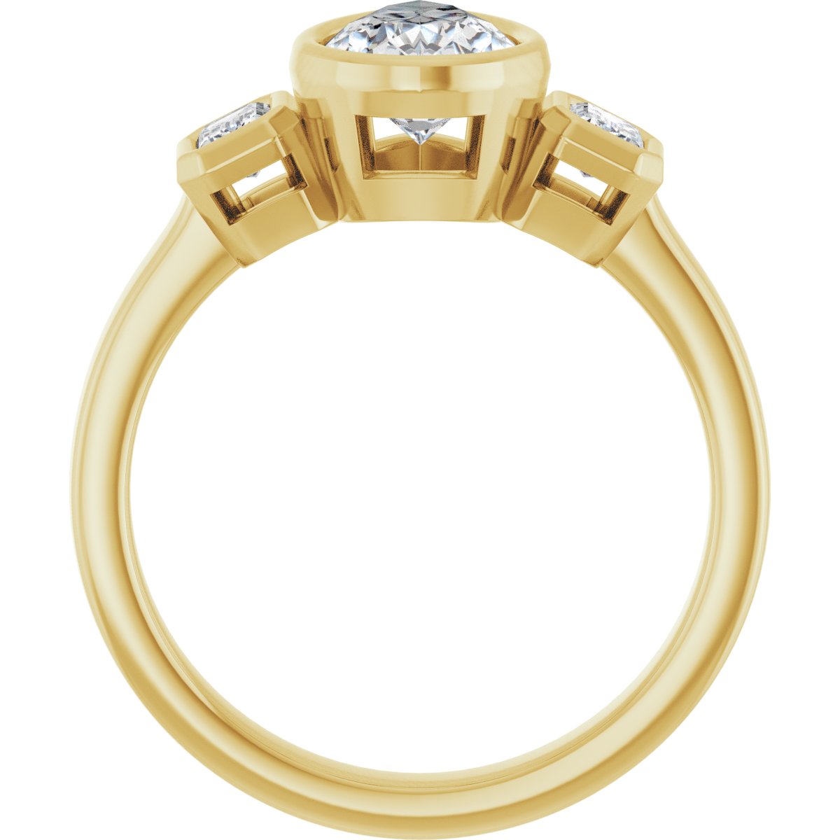 Pear Bezel-Set Three-Stone Engagement Ring Semi-Mount - gallery - Series 126961