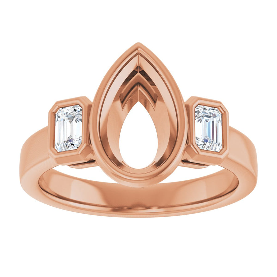 Pear Bezel-Set Three-Stone Engagement Ring Semi-Mount - gallery - Series 126961