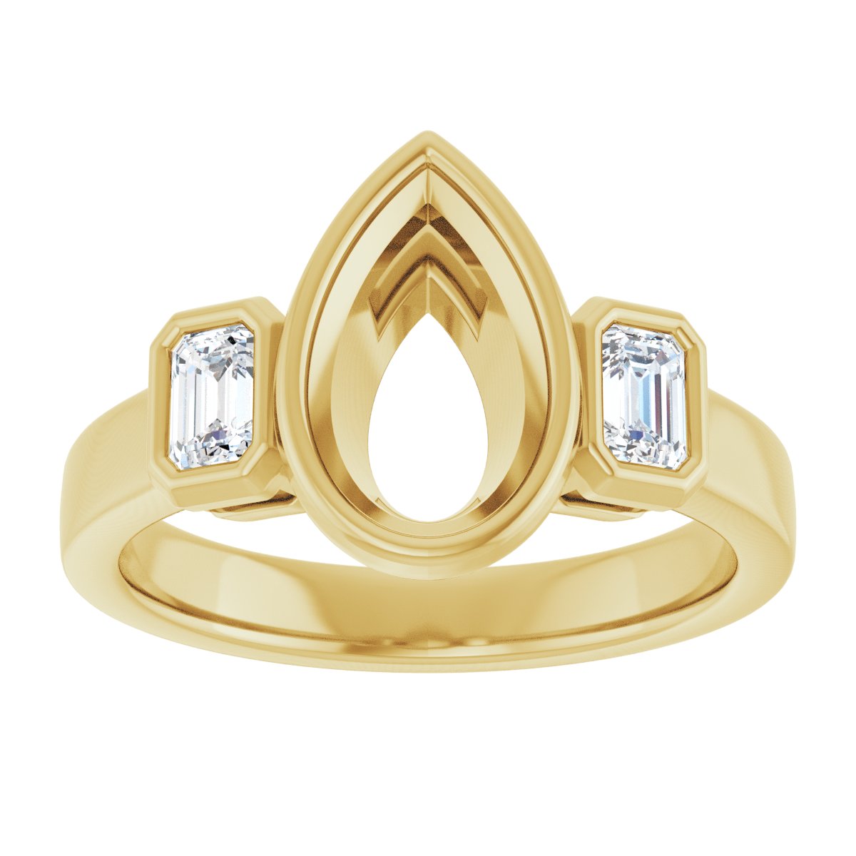 Pear Bezel-Set Three-Stone Engagement Ring Semi-Mount - gallery - Series 126961