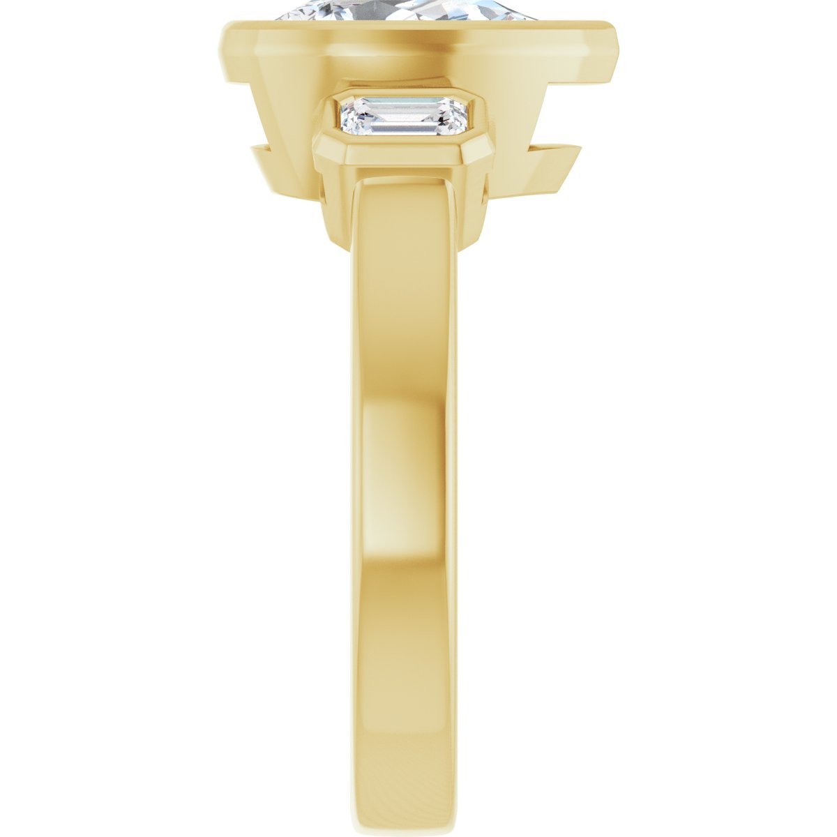 Pear Bezel-Set Three-Stone Engagement Ring Semi-Mount - gallery - Series 126961